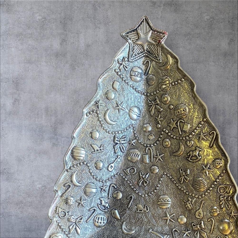 Silver tree Xmas theme tray